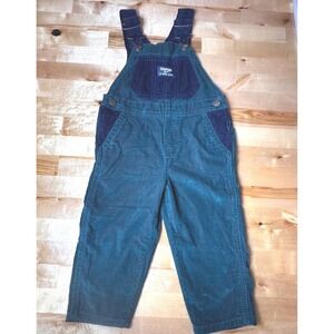 OshKosh B'gosh Corduroy Overalls Toddler 2T Teal Navy Blue Excellent Vestbak
